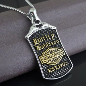 Biker necklace Silver Gold Dog Pound Necklace Tag